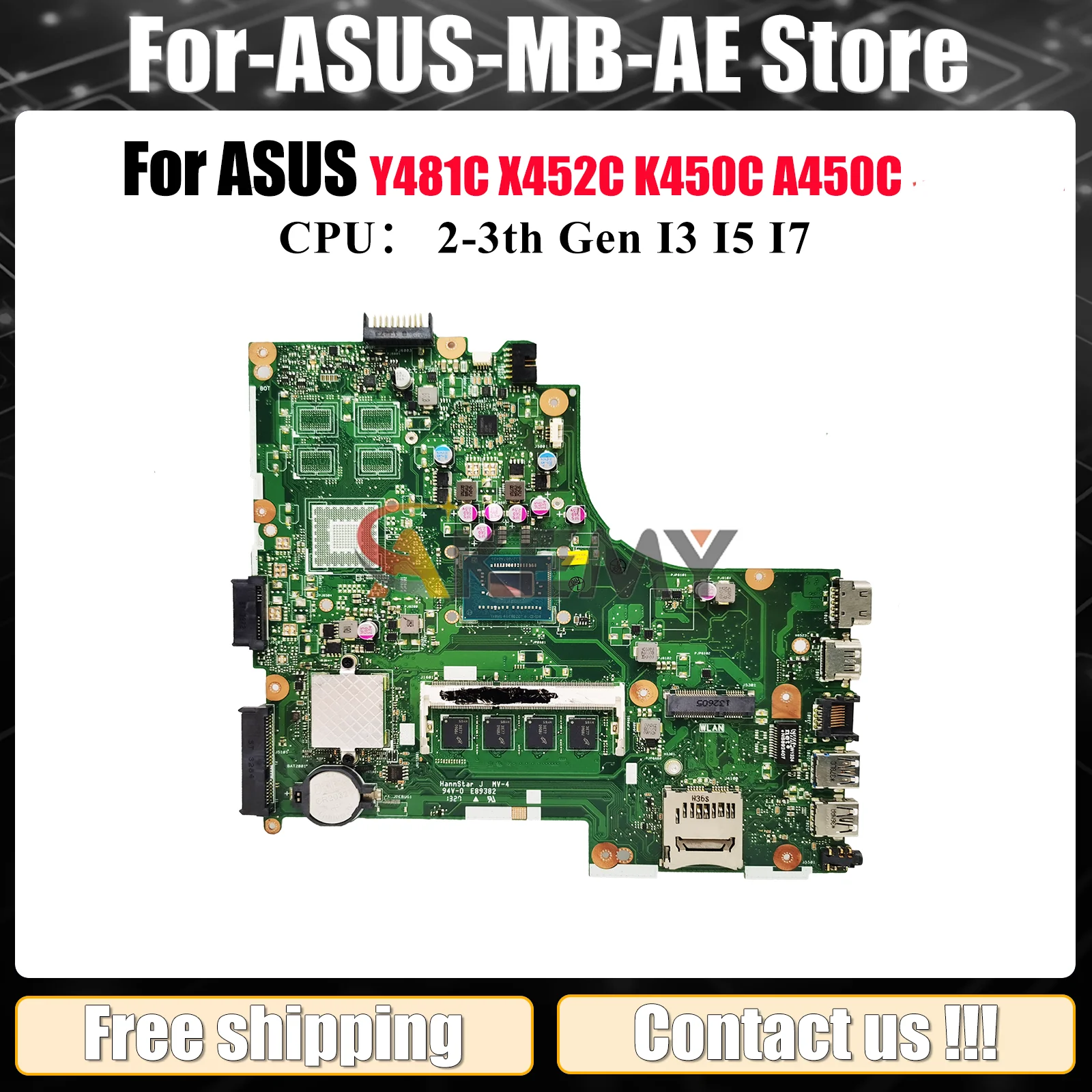 X450CA Laptop Motherboard For ASUS VivoBook K450C X450C X450CP X450CC X452C Y481C X450CL A450C Mainboard With I3 I5 I7 CPU stk
X450CA Laptop Motherboard For ASUS VivoBook K450C X450C X450CP X450CC X452C Y481C X450CL A450C Mainboard With I3 I5 I7 CPU stk