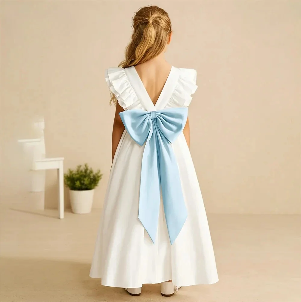 Elegant Customized Flower Girl Dresses For Wedding With Bow Ruffle Sleeve A Line Kids Birthday Party First Communion Gowns
Elegant Customized Flower Girl Dresses For Wedding With Bow Ruffle Sleeve A Line Kids Birthday Party First Communion Gowns