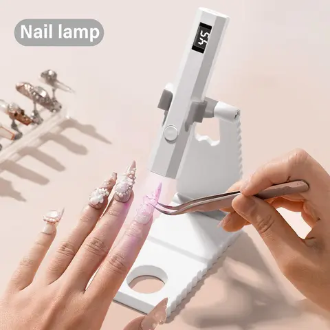 Lámpara UV LED para Uñas con Soporte, Luz UV Portátil con Pantalla LCD para Uñas de Gel, Secador de Uñas USB Recargable para Curado Rápido