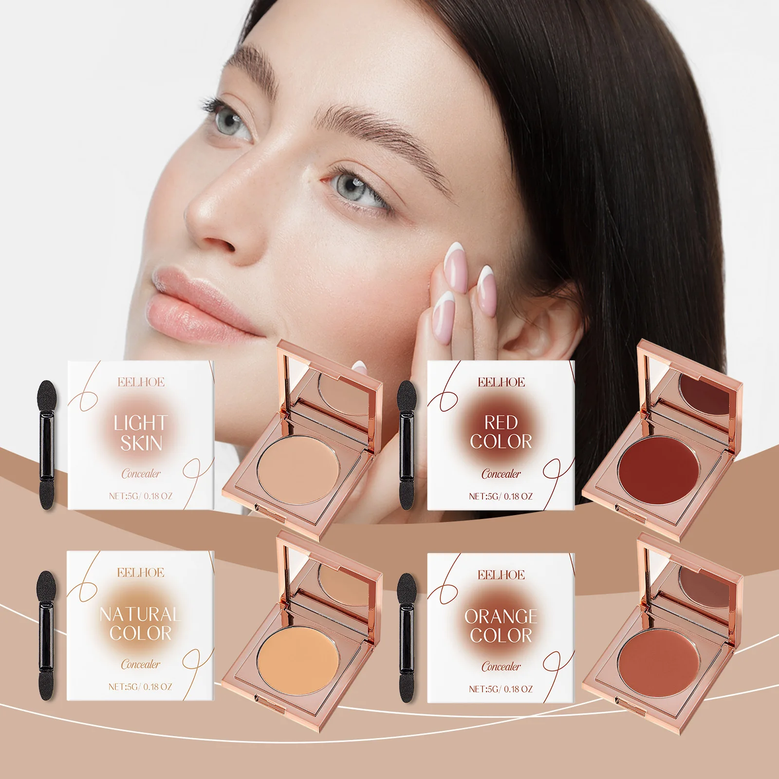 Lightweight Natural Concealer with Sweet Almond Oil, Long-Lasting Crease-Proof Coverage for Dark Circles & Blemishes, 5g + Brush
Lightweight Natural Concealer with Sweet Almond Oil, Long-Lasting Crease-Proof Coverage for Dark Circles & Blemishes, 5g + Brush