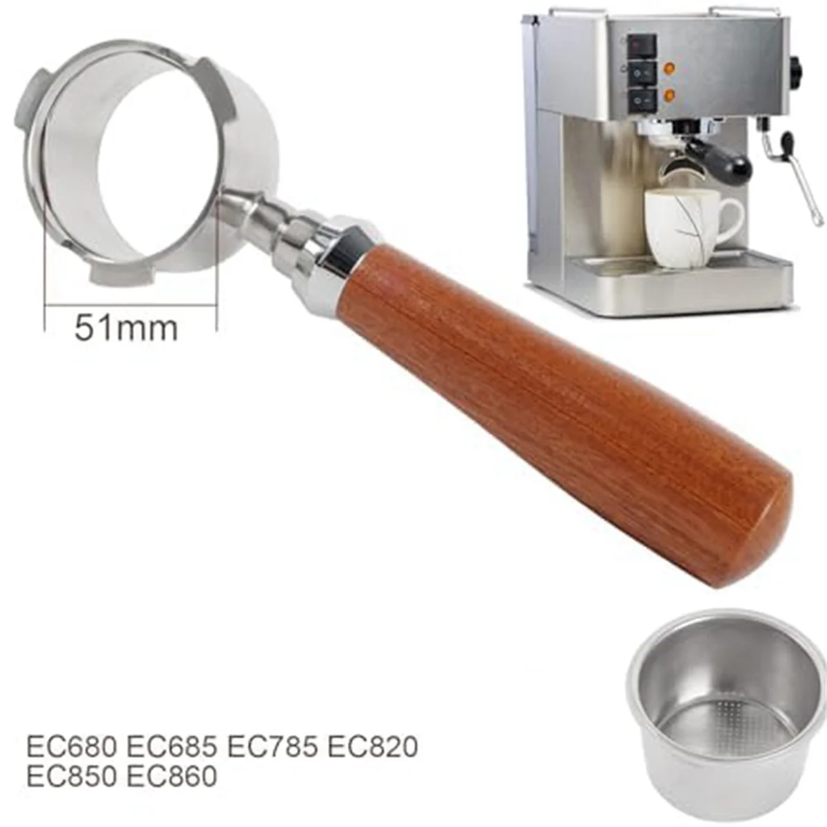 coffee accessories Portafilter 51mm with Filter Basket 36926 Cup ,51mm Portafilter Stainless Steel
coffee accessories Portafilter 51mm with Filter Basket 36926 Cup ,51mm Portafilter Stainless Steel