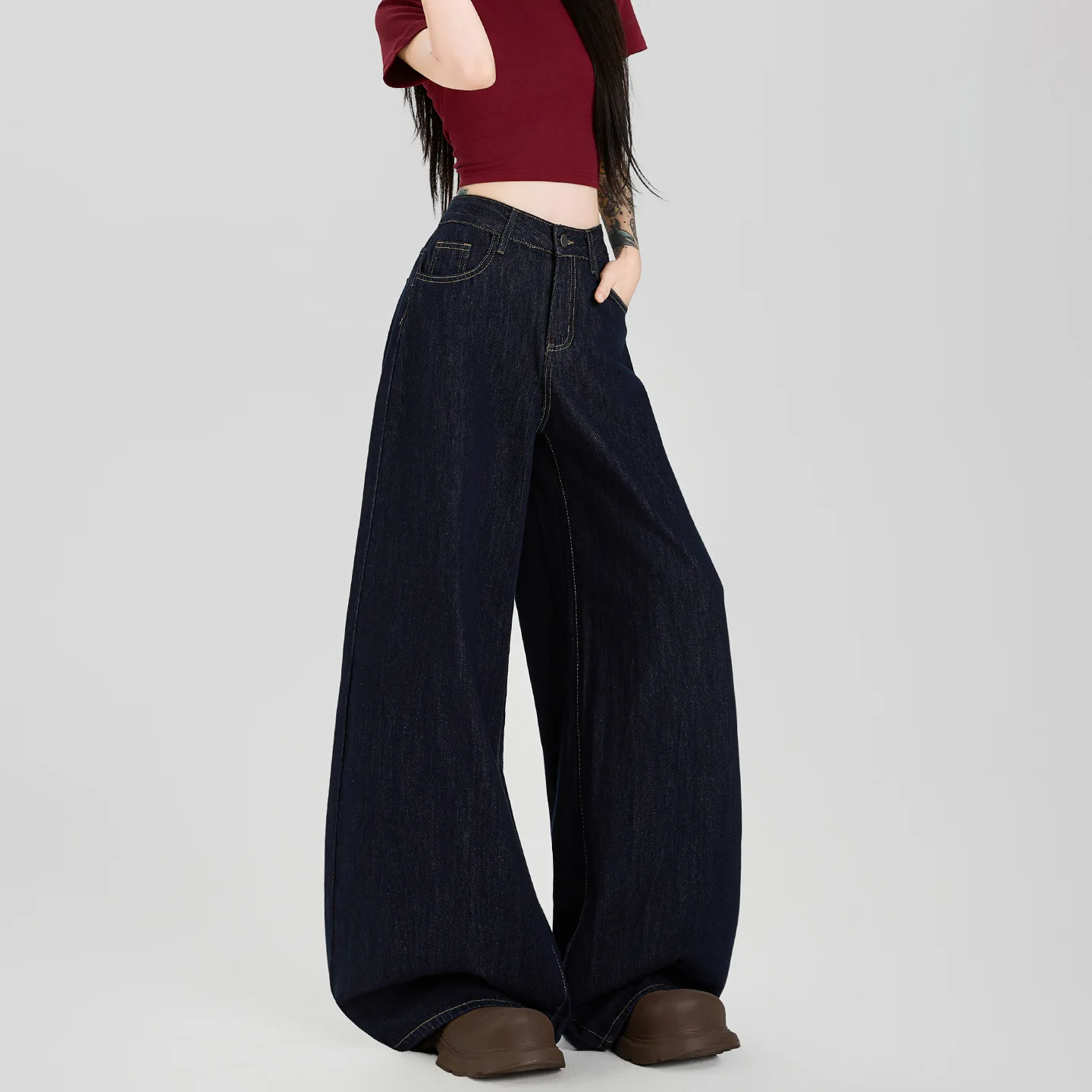 American Retro Dark Blue Jeans Women's Spring Washed Loose Wide-leg Pants Casual Straight-leg Pants
American Retro Dark Blue Jeans Women's Spring Washed Loose Wide-leg Pants Casual Straight-leg Pants