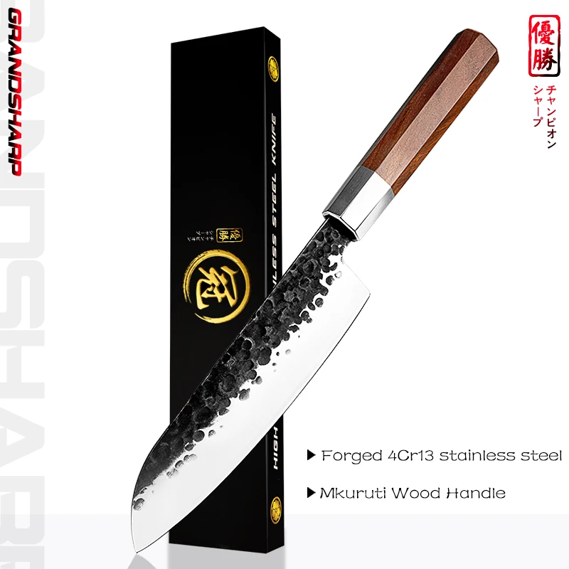 Hand Forged Santoku Knife 7 Inch High Carbon Steel Chef Kitchen Knives Sashimi Sushi Slicing Cooking Tools Gift Box GRANDSHARP
Hand Forged Santoku Knife 7 Inch High Carbon Steel Chef Kitchen Knives Sashimi Sushi Slicing Cooking Tools Gift Box GRANDSHARP