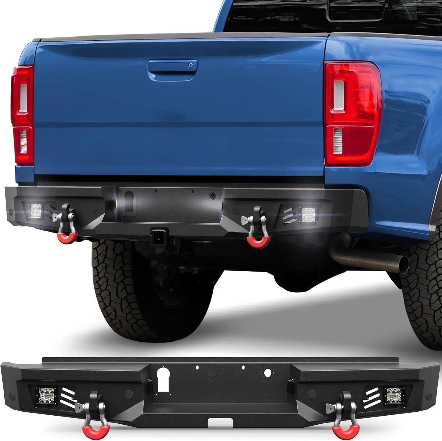 Rear Bumper for 2019-2023 Ford Ranger (Excluding Wildtrak) w/Step Plate, Fog Lights, License Plate Lights and D-rings
Rear Bumper for 2019-2023 Ford Ranger (Excluding Wildtrak) w/Step Plate, Fog Lights, License Plate Lights and D-rings