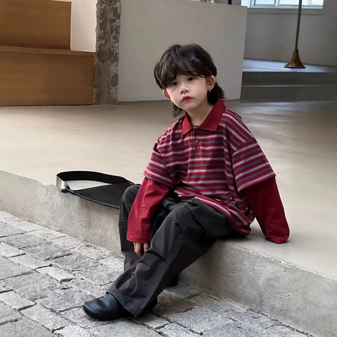 Children's Striped Long Sleeved T-shirt For Spring And Autumn Boys New Korean Style Fake Two-piece Polo Shirt Lapel Top
Children's Striped Long Sleeved T-shirt For Spring And Autumn Boys New Korean Style Fake Two-piece Polo Shirt Lapel Top