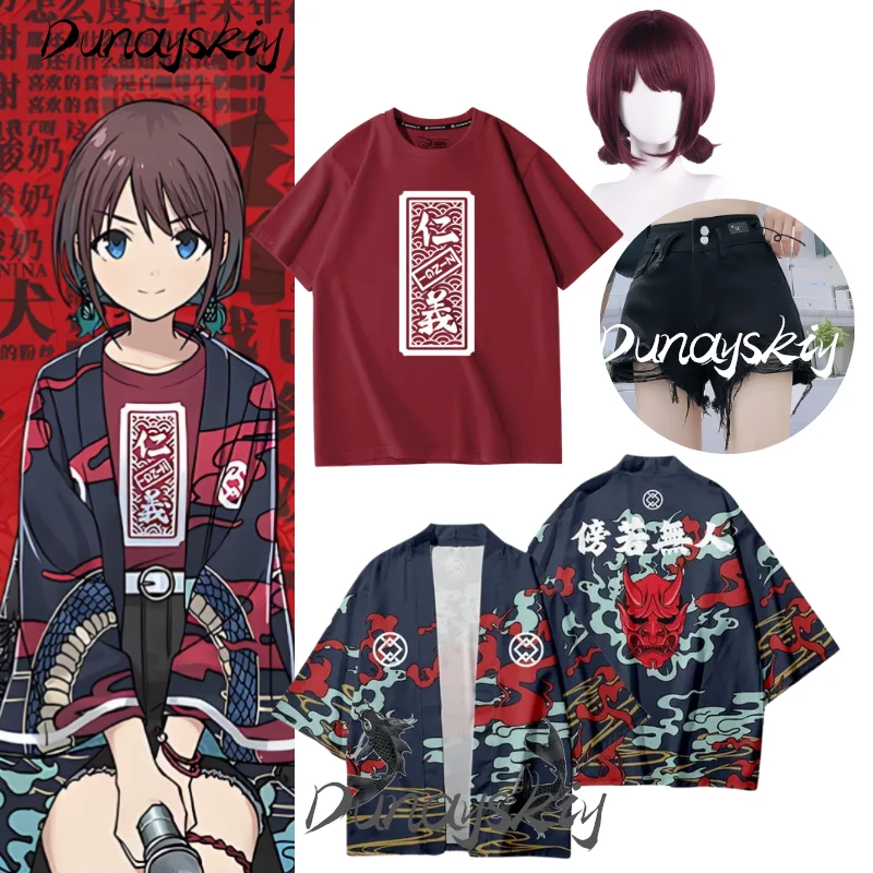 Girls Band Cry Nina Iseri Cosplay Costume Set T-shirt Cardigan Short Pants Low Bun Brown Wig Anime Idol Costumized Outfit
Girls Band Cry Nina Iseri Cosplay Costume Set T-shirt Cardigan Short Pants Low Bun Brown Wig Anime Idol Costumized Outfit