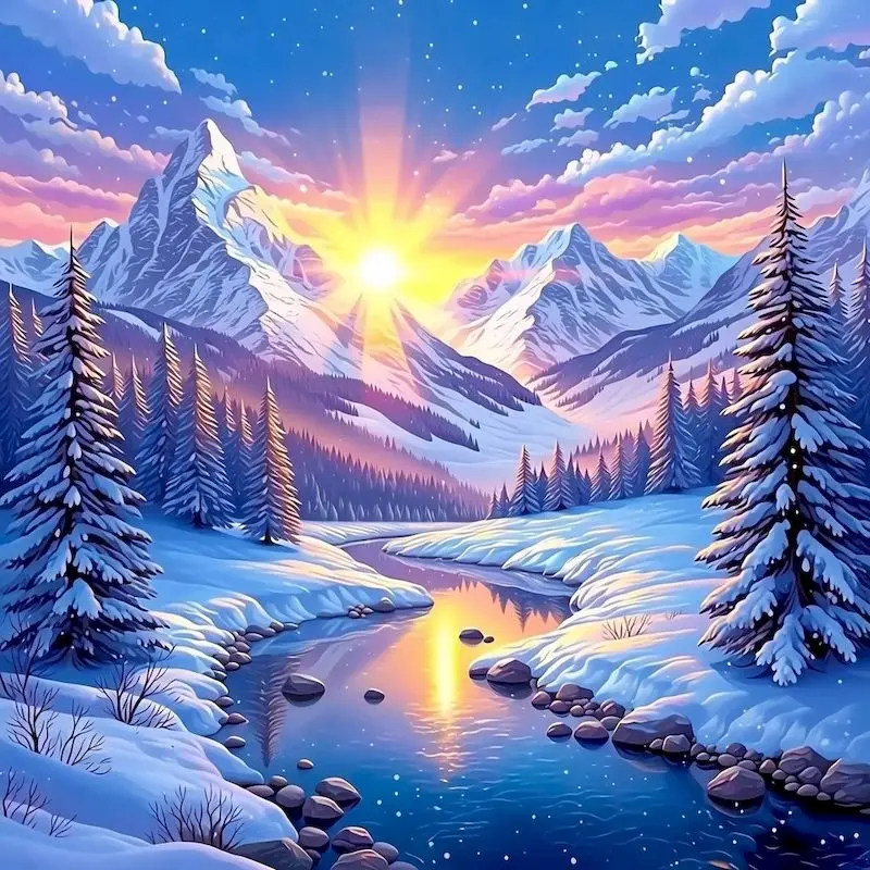 GATYZTORY 5D Full Square Diamond Painting Winter Rhinestones Mosaic River Picture Diamond Embroidery Landscape Decor For Home
GATYZTORY 5D Full Square Diamond Painting Winter Rhinestones Mosaic River Picture Diamond Embroidery Landscape Decor For Home