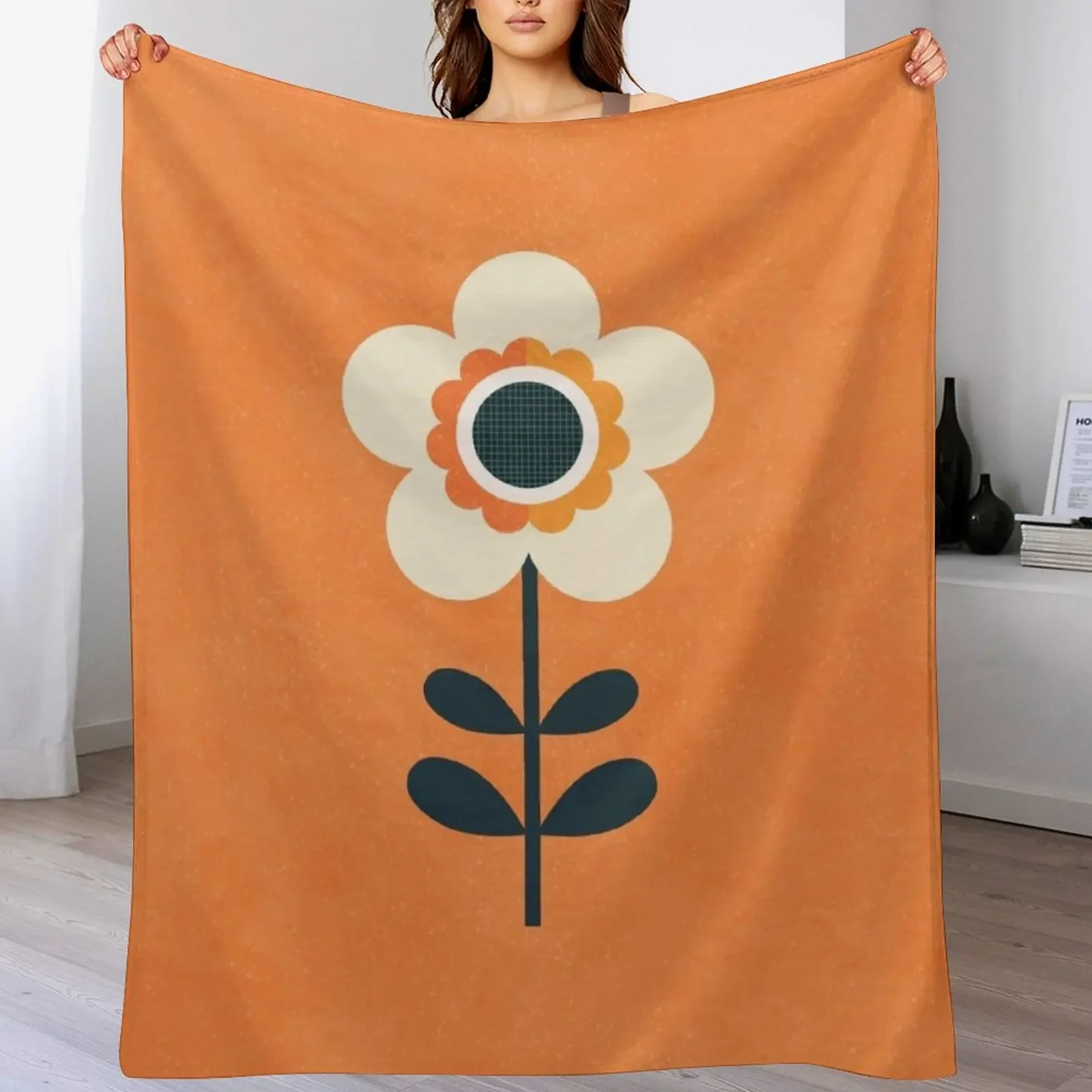 Retro Blossom - Orange and Cream Throw Blanket Decorative Sofas bed plaid Soft Plush Plaid wednesday Blankets 
Retro Blossom - Orange and Cream Throw Blanket Decorative Sofas bed plaid Soft Plush Plaid wednesday Blankets