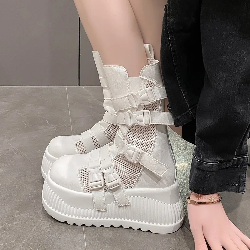 8.5cm Women Summer Boots 2025 Breathable Hollow Mesh Sneakers High Platform Mid-Calf Boots Woman Buckle Outdoor Chunky Shoes
8.5cm Women Summer Boots 2025 Breathable Hollow Mesh Sneakers High Platform Mid-Calf Boots Woman Buckle Outdoor Chunky Shoes
