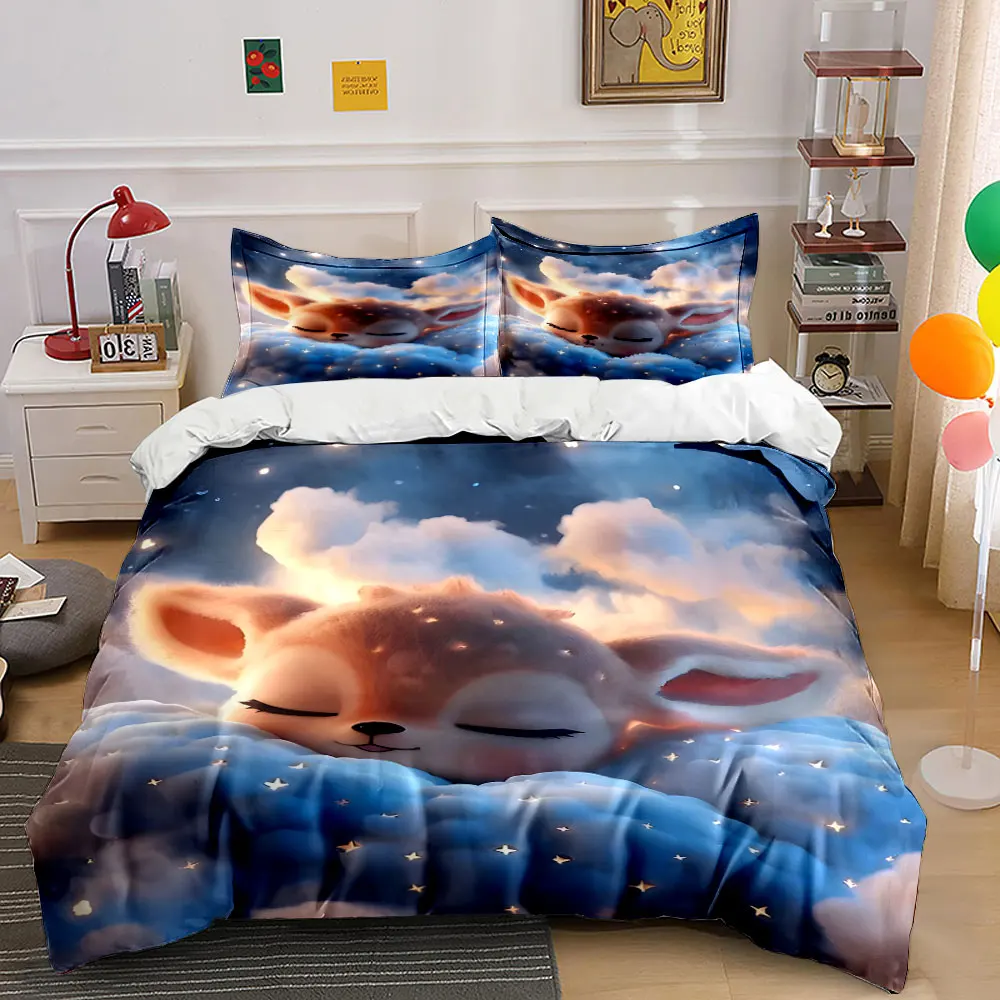 Dreamy Sleeping Fawn cartoon Print Bedding Set 1 Duvet Cover 2 Pillowcases for Adult and Children Luxury Gift Full Size
Dreamy Sleeping Fawn cartoon Print Bedding Set 1 Duvet Cover 2 Pillowcases for Adult and Children Luxury Gift Full Size