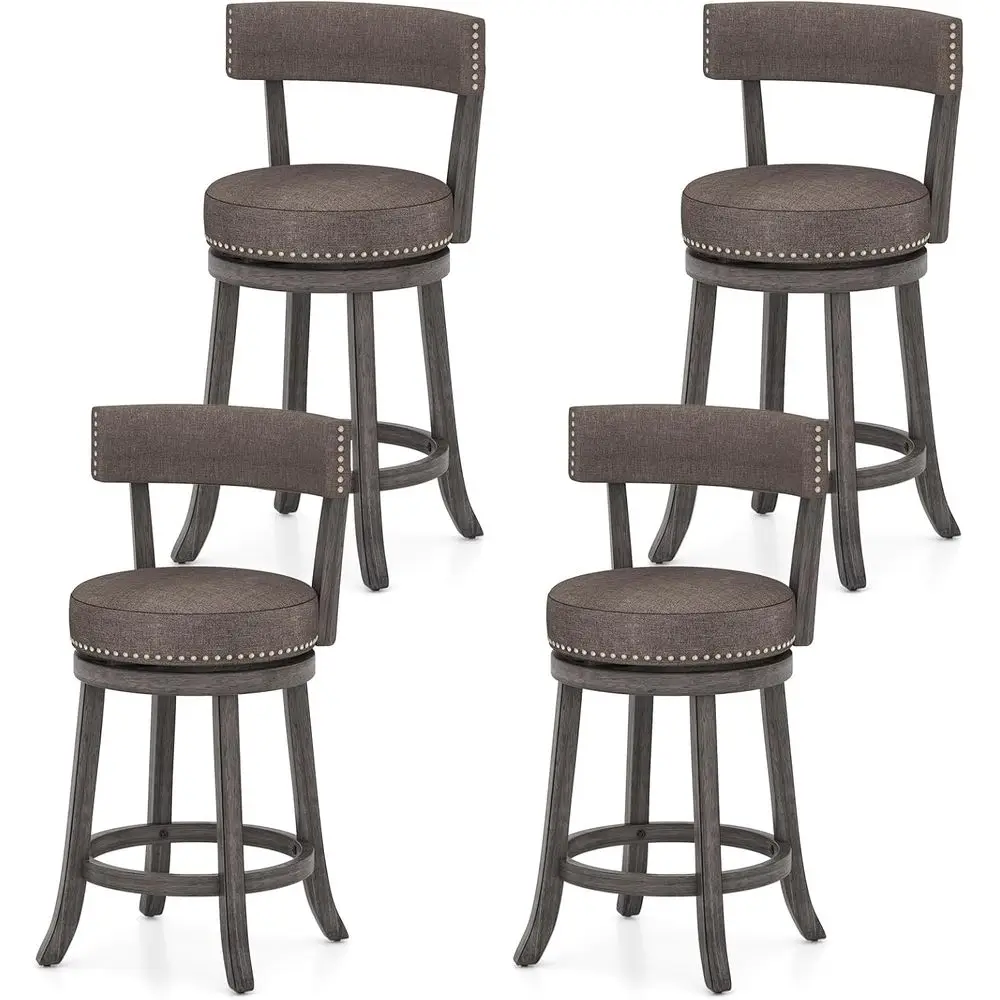 Set of 4 Farmhouse Upholstered Swivel Bar Stools with Cushion, 26 Seat Height for Kitchen Counter
Set of 4 Farmhouse Upholstered Swivel Bar Stools with Cushion, 26 Seat Height for Kitchen Counter