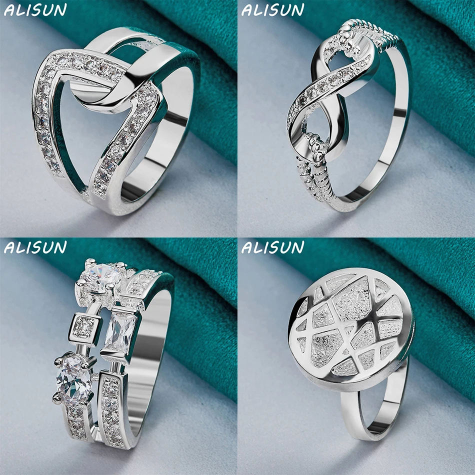 ALISUN 925 Sterling Silver Size 7-10 Geometric Ring For Women Men Fashion Jewelry Charm Grace Noble Wedding Accessories
ALISUN 925 Sterling Silver Size 7-10 Geometric Ring For Women Men Fashion Jewelry Charm Grace Noble Wedding Accessories