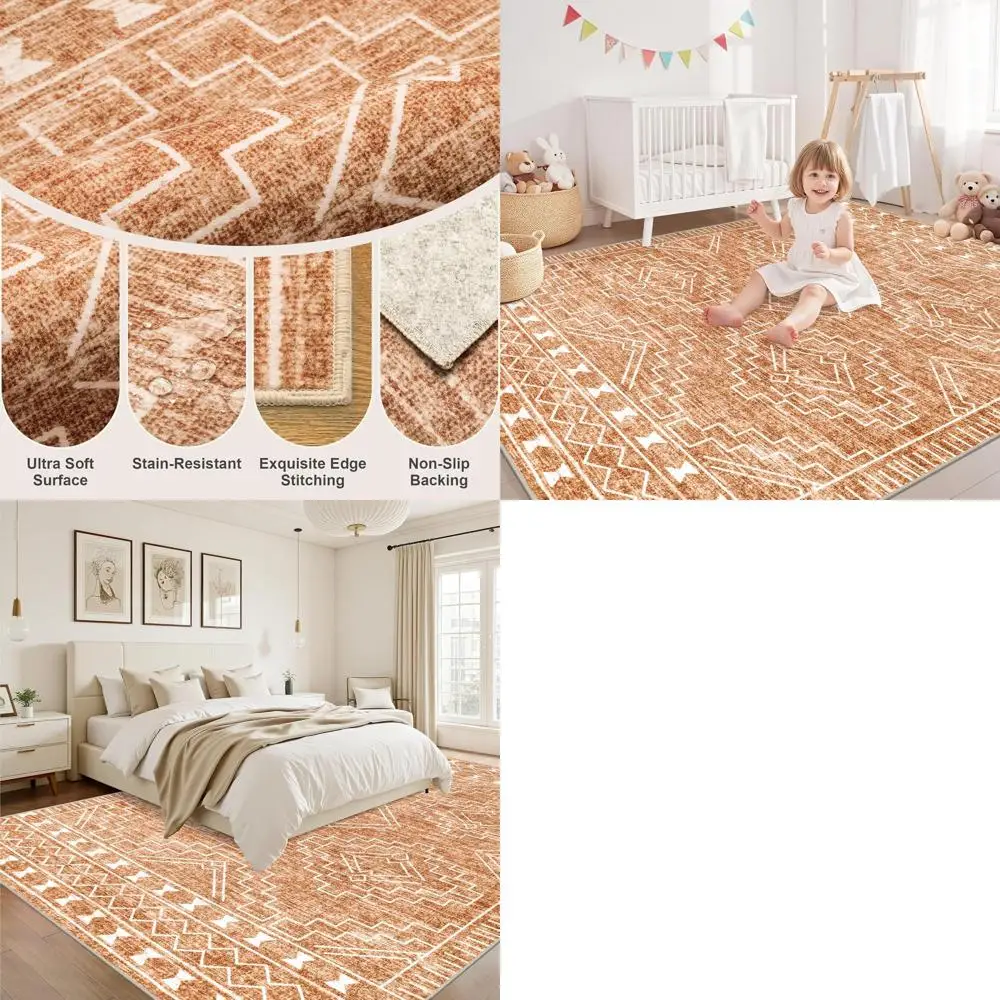 Мягкий тонкий ковер 8x10 футов, нейтральный, моющийся, нескользящий, в стиле бохо, с геометрическим марокканским узором, для гостиной, спальни, столовой
Мягкий тонкий ковер 8x10 футов, нейтральный, моющийся, нескользящий, в стиле бохо, с геометрическим марокканским узором, для гостиной, спальни, столовой