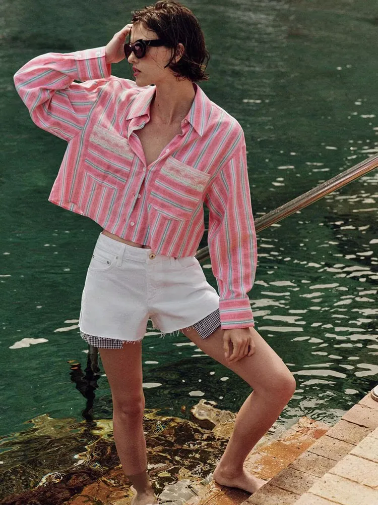 Spring 2026 New Women's Long Sleeve Collar Lace Detail Striped Short Shirt Loose Fit Ladies Premium Fashion Clothing
Spring 2026 New Women's Long Sleeve Collar Lace Detail Striped Short Shirt Loose Fit Ladies Premium Fashion Clothing