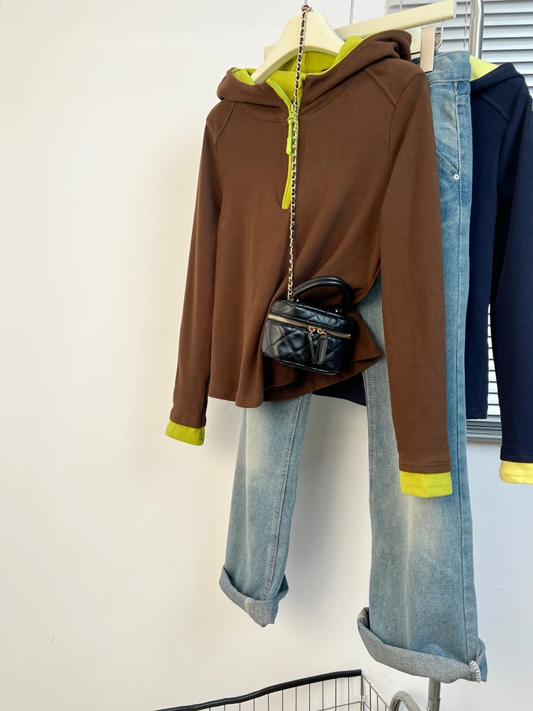 Thickened Hoodie Women's Loose Fit Color Block Casual Slimming Spring Jacket plus Size Fat MM Trendy Top Half Zipper
Thickened Hoodie Women's Loose Fit Color Block Casual Slimming Spring Jacket plus Size Fat MM Trendy Top Half Zipper