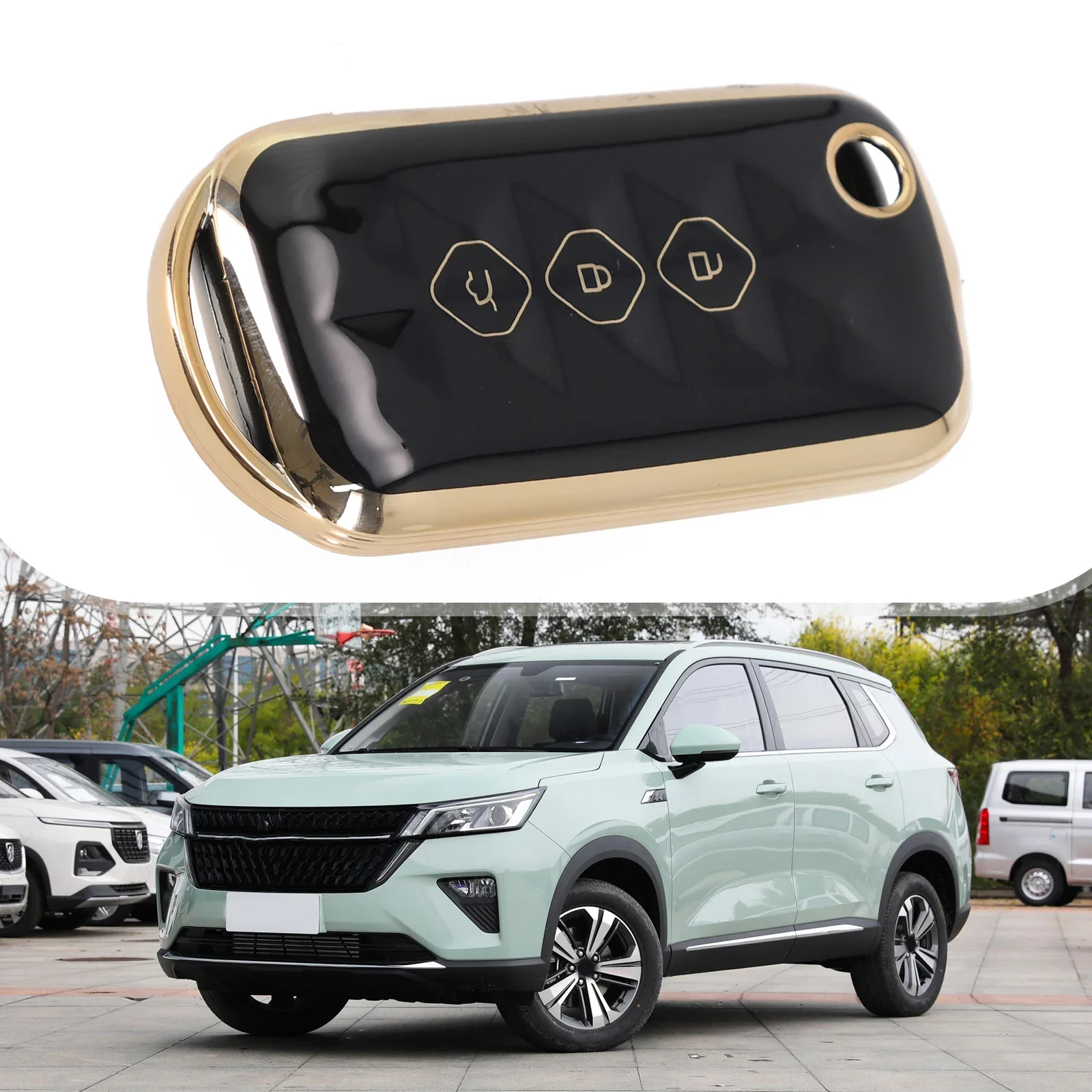 Protective Cover Car Key Case 3 Bottons Comfortable Control Convenient Holder Keychain Modern Design Practical
Protective Cover Car Key Case 3 Bottons Comfortable Control Convenient Holder Keychain Modern Design Practical