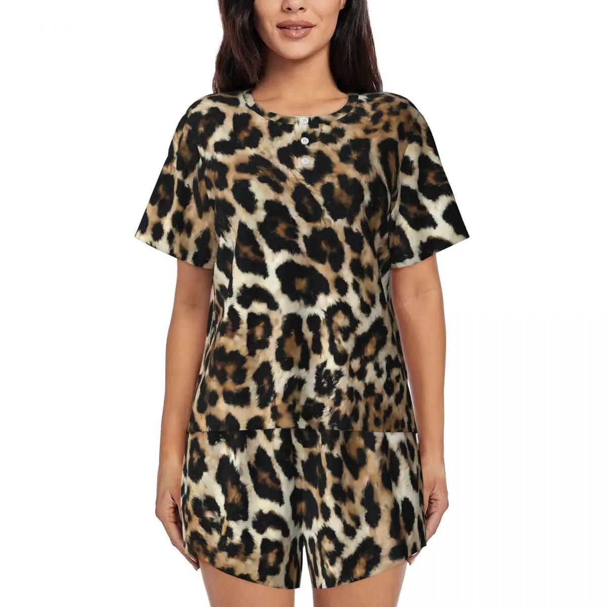Vintage Leopard Print Pajamas Short Sleeve 2 Piece Aesthetic Pajama Sets Summer Lady O Neck Fashion Sleepwear
Vintage Leopard Print Pajamas Short Sleeve 2 Piece Aesthetic Pajama Sets Summer Lady O Neck Fashion Sleepwear