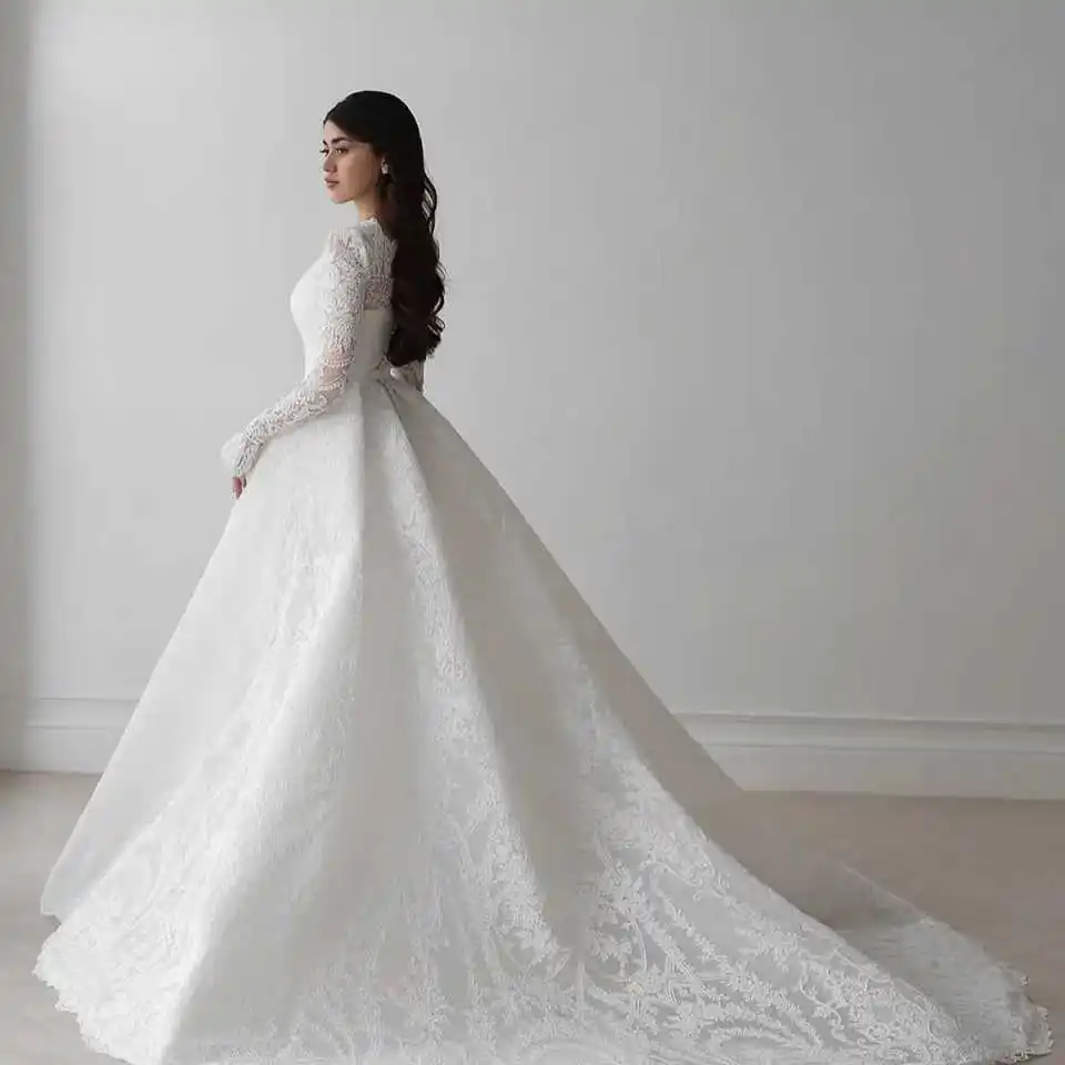 Exquisite Lace A-Line Wedding Gown Square Neck Long Sleeve Court Train Bridal Dress платье на выпускной Customized
Exquisite Lace A-Line Wedding Gown Square Neck Long Sleeve Court Train Bridal Dress платье на выпускной Customized