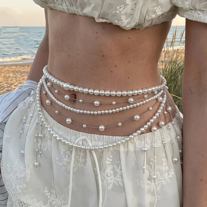 Luxurious Multi-Layer Pearl Tassel Waist Chain for Women Elegant Beach Vacation Style Body Chain Accessory High-End Feel
Luxurious Multi-Layer Pearl Tassel Waist Chain for Women Elegant Beach Vacation Style Body Chain Accessory High-End Feel