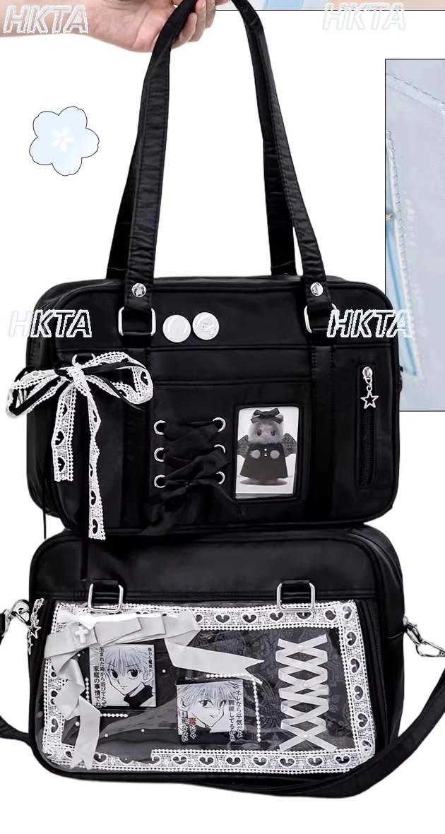 Japanese Commuter Crossbody Pain Bag Female College Sweet Cool Satin Bow Strap Large Capacity Zipper Black Bags Backpacks Womens
Japanese Commuter Crossbody Pain Bag Female College Sweet Cool Satin Bow Strap Large Capacity Zipper Black Bags Backpacks Womens