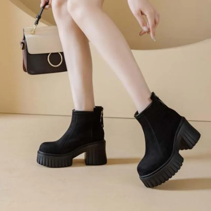 Ankle Boots For Women High Heels Suede Fashion Chunky Shoes Designer Luxury Winter Boots 2025 New Dress Botas Para Mujer Zapatos
Ankle Boots For Women High Heels Suede Fashion Chunky Shoes Designer Luxury Winter Boots 2025 New Dress Botas Para Mujer Zapatos