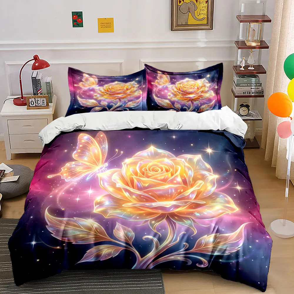 Sparkling Rose and Butterfly in Dreamy Sky Pattern Duvet Cover Set Digital Print Colorful Polyester Bedding with Zipper Closur
Sparkling Rose and Butterfly in Dreamy Sky Pattern Duvet Cover Set Digital Print Colorful Polyester Bedding with Zipper Closur