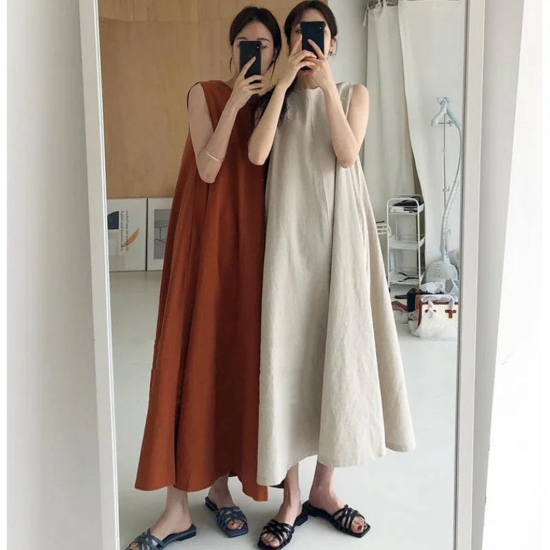 2025 Korean Style Summer Dress Chic Loose-Fit Wide Hem Slimming Dress Women's Trendy Long Sleeveless Prom Gown
2025 Korean Style Summer Dress Chic Loose-Fit Wide Hem Slimming Dress Women's Trendy Long Sleeveless Prom Gown