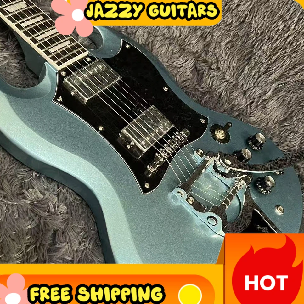 Pelham Blue SGASA Guitar HH Pickups Bigsby Tremolo Mahogany Body Rosewood Neck Black Pickguard Vintage Rock Blues Free Shipping
Pelham Blue SGASA Guitar HH Pickups Bigsby Tremolo Mahogany Body Rosewood Neck Black Pickguard Vintage Rock Blues Free Shipping