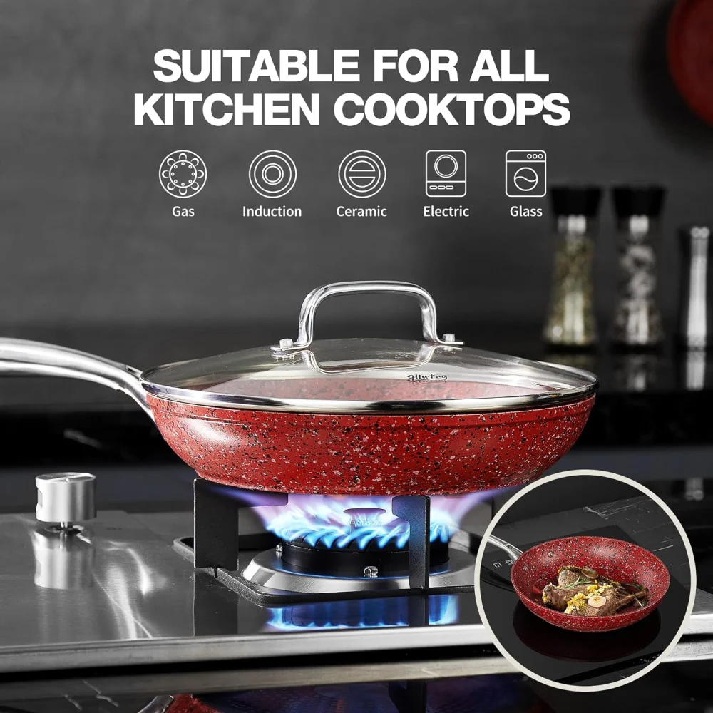 HLAFRG Aluminum Nonstick Frying Pan Red Granite 10 Inch Frying Pan PFAS Free Oven Dishwasher Safe Even Heating Healthy Cookware
HLAFRG Aluminum Nonstick Frying Pan Red Granite 10 Inch Frying Pan PFAS Free Oven Dishwasher Safe Even Heating Healthy Cookware
