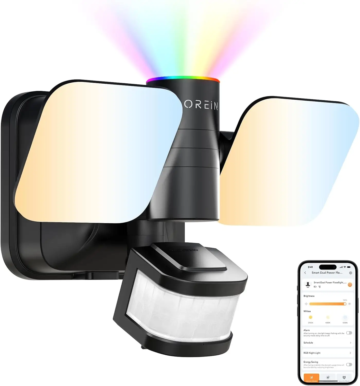 Солнечный светодиодный прожектор с датчиком движения и RGB-подсветкой, управление через Bluetooth-приложение, водонепроницаемость IP65 для улицы, двора, гаража, ворот
Солнечный светодиодный прожектор с датчиком движения и RGB-подсветкой, управление через Bluetooth-приложение, водонепроницаемость IP65 для улицы, двора, гаража, ворот