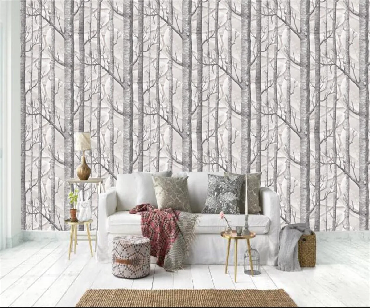 Custom fashion mural wallpaper Nordic minimalist birch living room children's room background wall 3d wallpaper
Custom fashion mural wallpaper Nordic minimalist birch living room children's room background wall 3d wallpaper