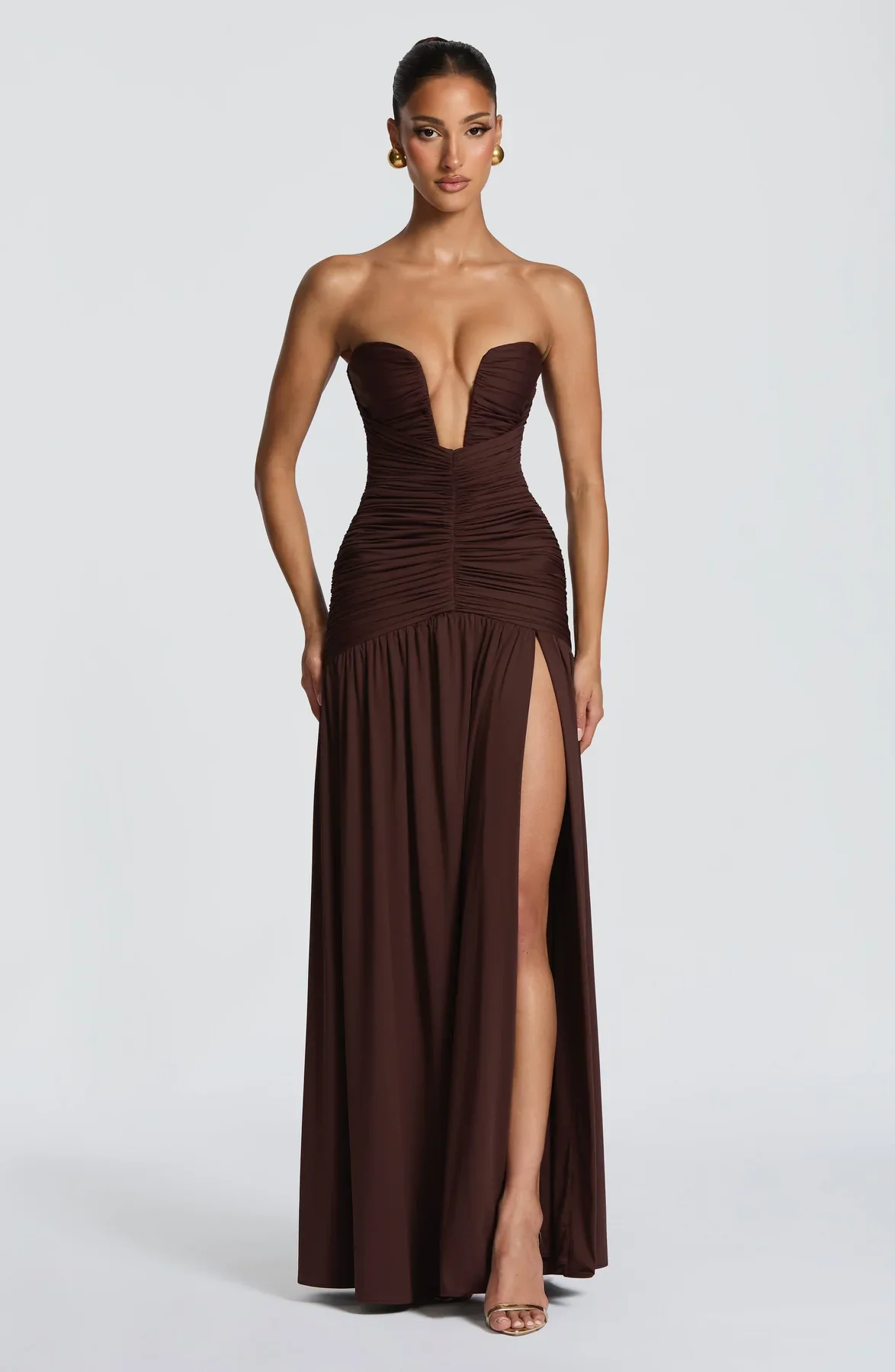 Sexy Brown Deep V Neck Pleated Maxi Dress Sleeveless Off Shoulder High Split Zipper back formal Evening Cocktail Prom Vestidos
Sexy Brown Deep V Neck Pleated Maxi Dress Sleeveless Off Shoulder High Split Zipper back formal Evening Cocktail Prom Vestidos