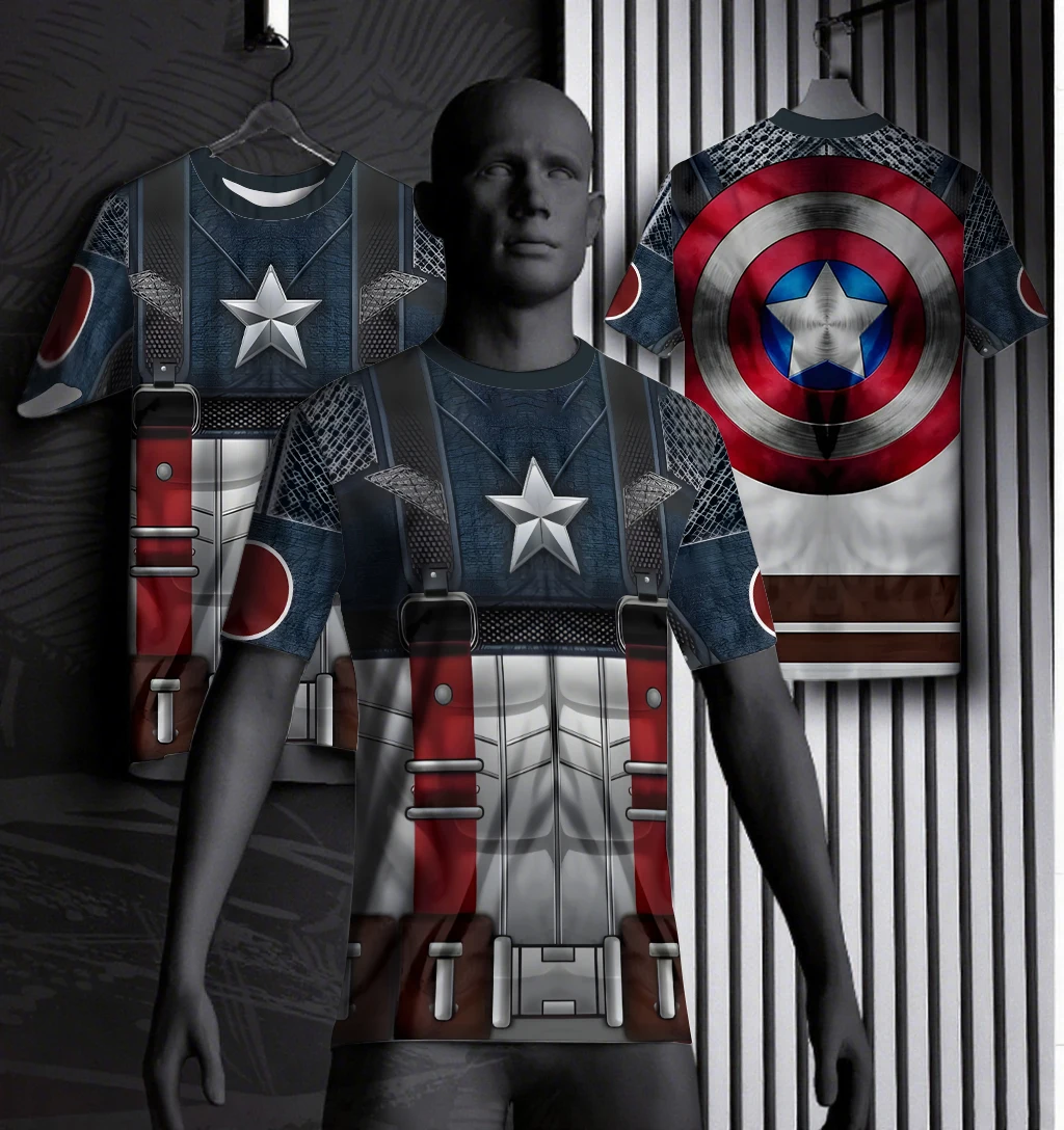 Marvel Superhero Captain America Classic Battle Suit Shield Star Emblem Battle Suit Texture Hero Culture Outfit Collection Tees
Marvel Superhero Captain America Classic Battle Suit Shield Star Emblem Battle Suit Texture Hero Culture Outfit Collection Tees