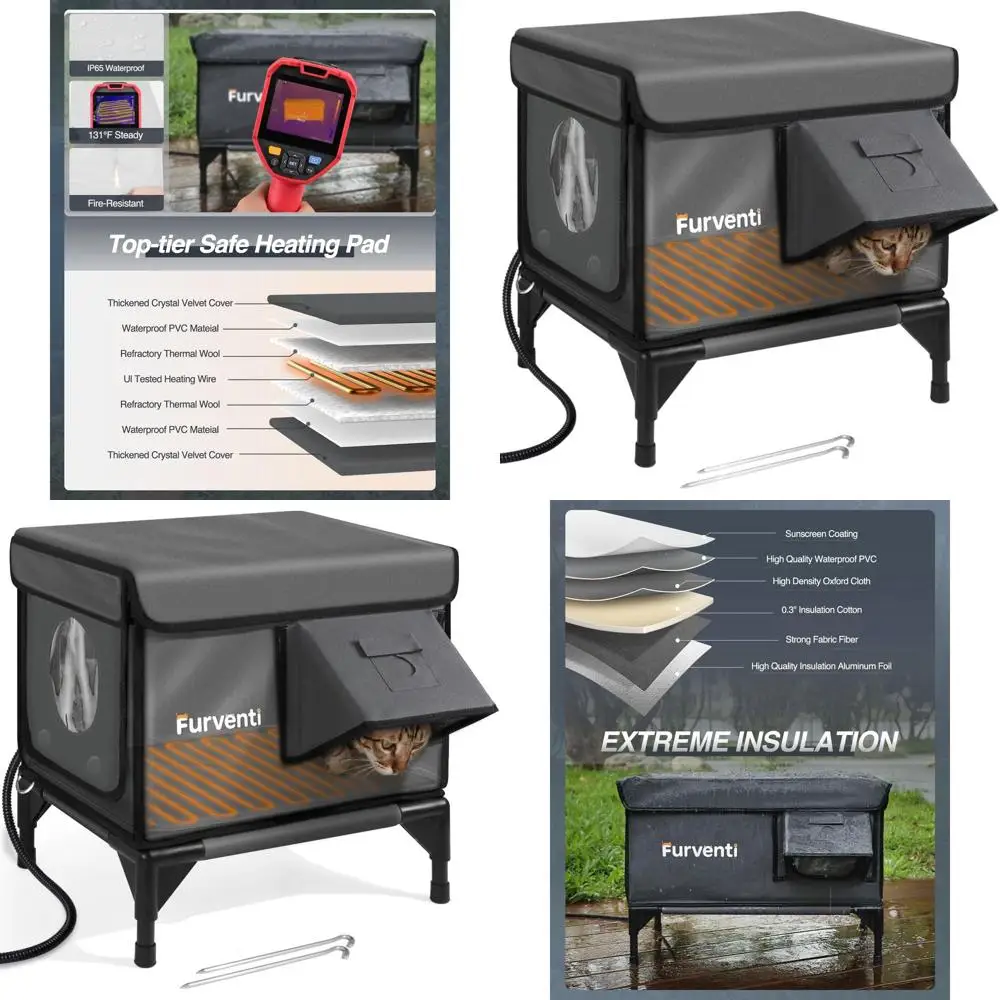 Insulated Outdoor Cat Shelter with Waterproof Eaves and Escape Door for Stray Cats - Dark Grey, Small
Insulated Outdoor Cat Shelter with Waterproof Eaves and Escape Door for Stray Cats - Dark Grey, Small