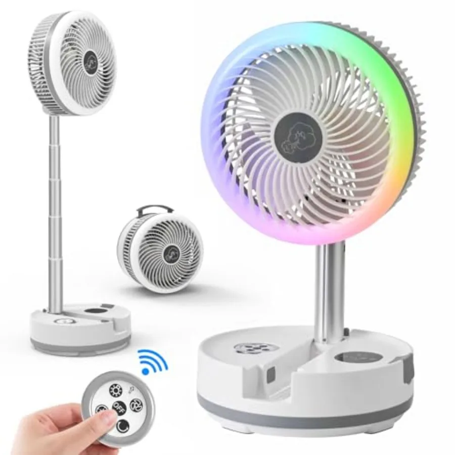 Foldable Oscillating Camping Fan with Remote, 10" USB C Rechargeable 40000mah Battery with LED Colorful Lights, Portable Floor
Foldable Oscillating Camping Fan with Remote, 10" USB C Rechargeable 40000mah Battery with LED Colorful Lights, Portable Floor