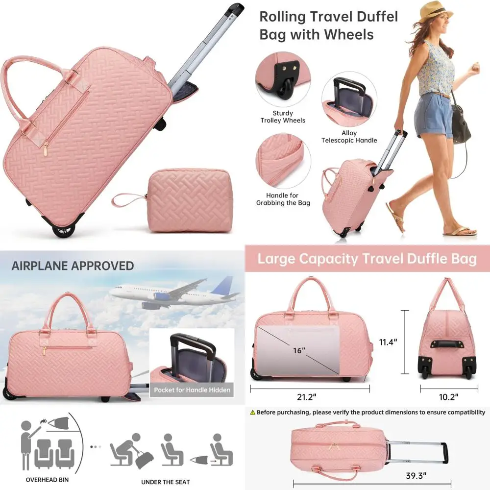 Women's Travel Duffle Bag with Shoe Compartment, Weekender Carry-On Overnight Bag, Toiletry Bag Included, Gym Bag for Wet Items
Women's Travel Duffle Bag with Shoe Compartment, Weekender Carry-On Overnight Bag, Toiletry Bag Included, Gym Bag for Wet Items