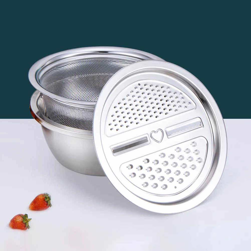 1Set Multi-Function Grater Basin Stainless Steel Kitchen Slicer Drain Basket for Vegetable Fruit Washing Rice Cleaning Household
1Set Multi-Function Grater Basin Stainless Steel Kitchen Slicer Drain Basket for Vegetable Fruit Washing Rice Cleaning Household
