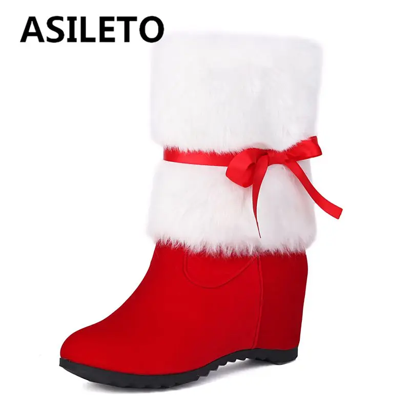 ASILETO Sweet Women Mid Calf Boots Round Toe Wedges 7cm Flock Suede Slip On Plus Size 41 42 43 Gift Christmas Xmas Shoes
ASILETO Sweet Women Mid Calf Boots Round Toe Wedges 7cm Flock Suede Slip On Plus Size 41 42 43 Gift Christmas Xmas Shoes