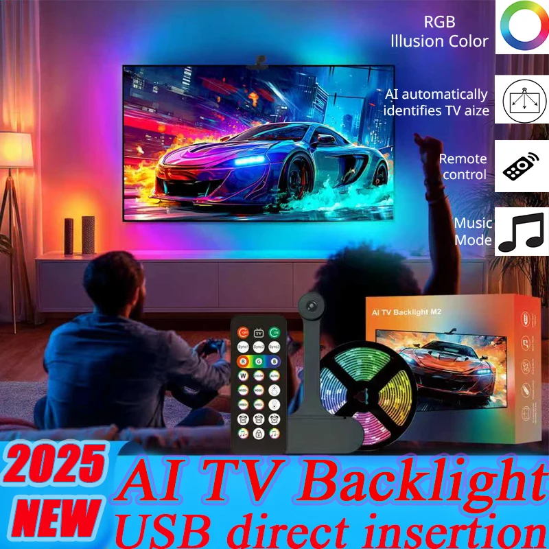 2025 New AI Ambient TV LED Backlight Sync to Screen For 40-85Inch Cam Real-Time Sync LED Light Strip TV Backlight USB identifies
2025 New AI Ambient TV LED Backlight Sync to Screen For 40-85Inch Cam Real-Time Sync LED Light Strip TV Backlight USB identifies