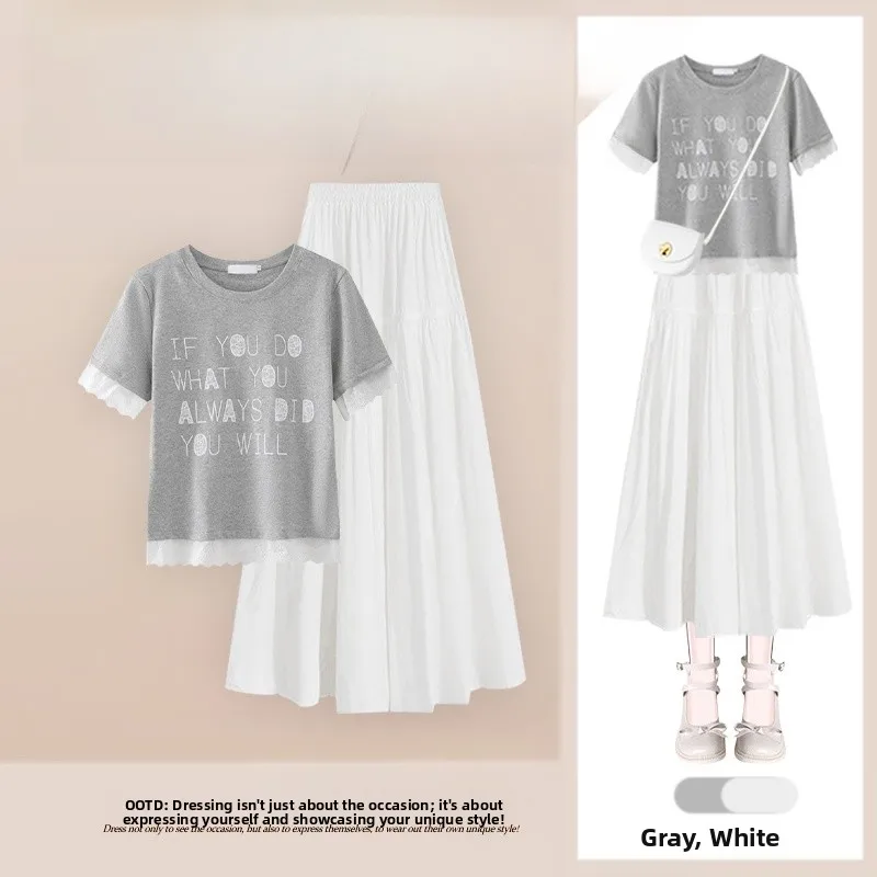 Slimming High Waist Lace Trim ort Sve T-irt Skirt Set Sweet Design Faionable Casual Wear Perfect for Summer
Slimming High Waist Lace Trim ort Sve T-irt Skirt Set Sweet Design Faionable Casual Wear Perfect for Summer