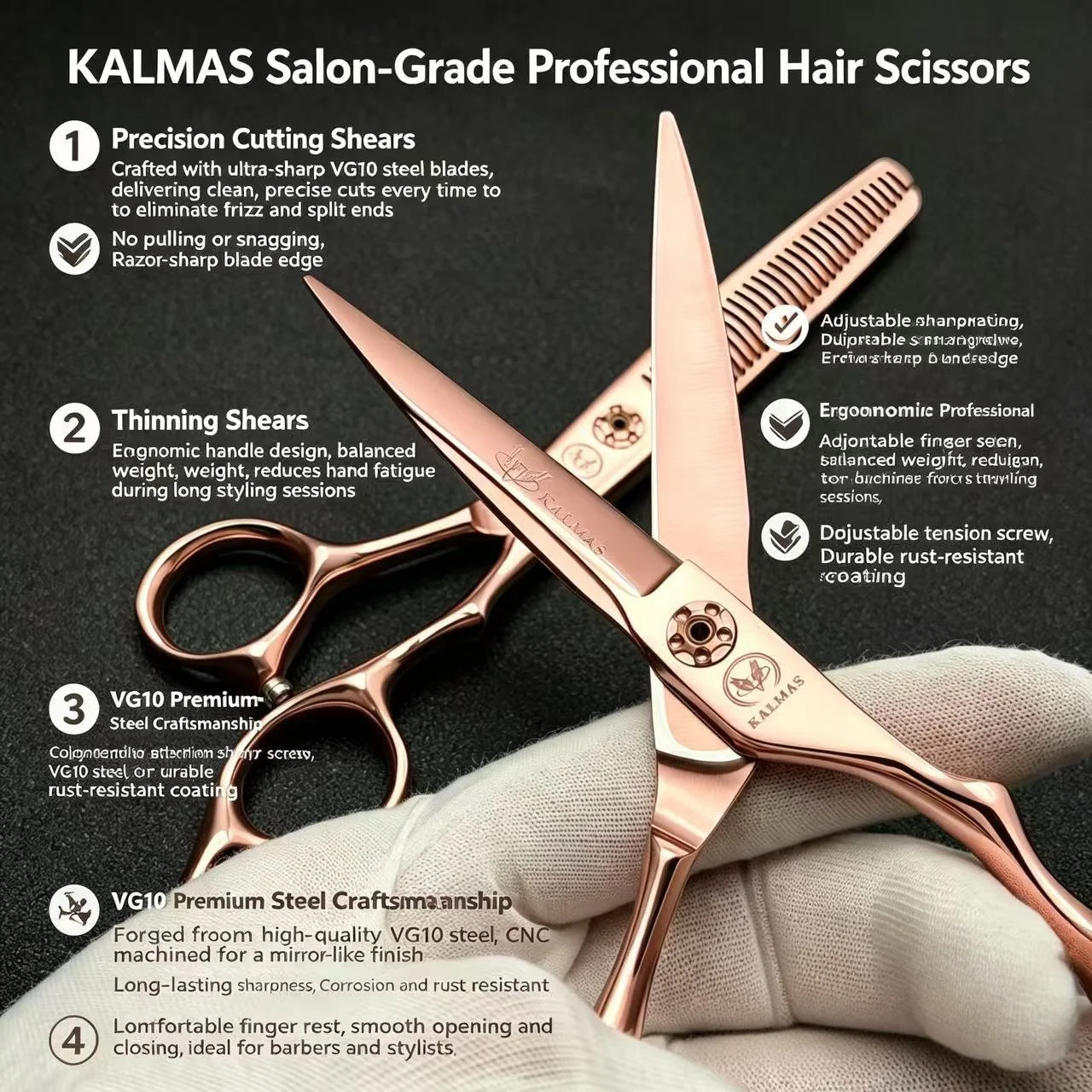 KALMAS Professional Hair Clipper 6-inch VG10 Steel Sharp BladeHigh-Quality Hair Trimmer Specifically Designed forHairdressers
KALMAS Professional Hair Clipper 6-inch VG10 Steel Sharp BladeHigh-Quality Hair Trimmer Specifically Designed forHairdressers
