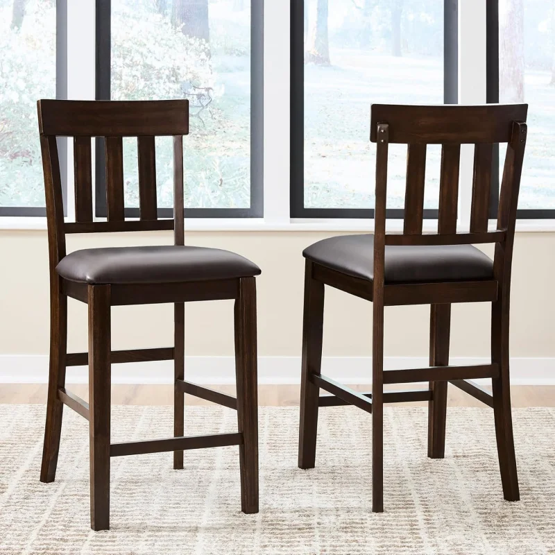 Set of 2 Upholstered Barstools, 25.5 Inch Height Dark Brown Wood Bar Stools, Classic Slat Back Design with Soft Cushioned
Set of 2 Upholstered Barstools, 25.5 Inch Height Dark Brown Wood Bar Stools, Classic Slat Back Design with Soft Cushioned