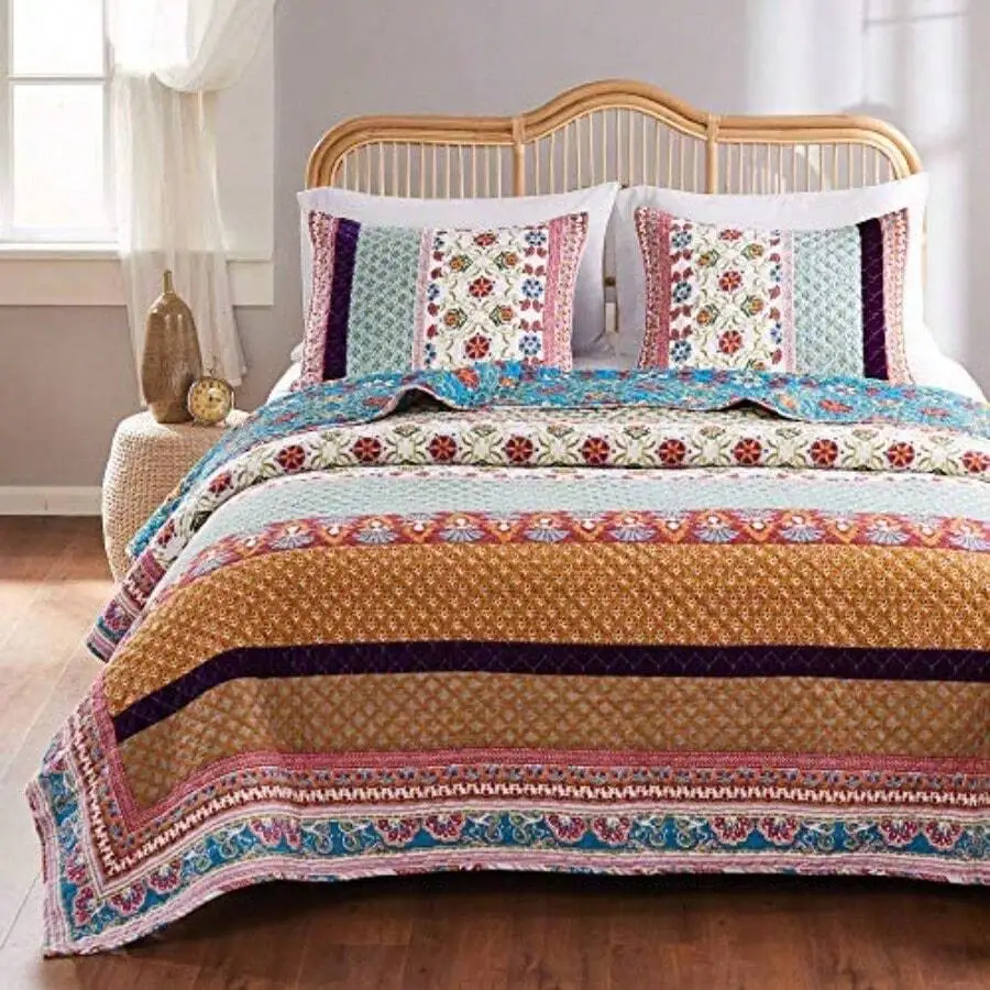 Quilted Bedding Set 3 Piece Full Queen Patchwork Floral Pattern Cotton
Quilted Bedding Set 3 Piece Full Queen Patchwork Floral Pattern Cotton