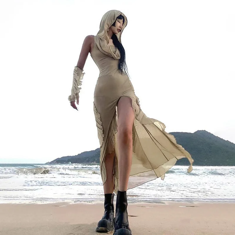 Apocalypse Wasteland Style Women Dress Hoodies Pocket Design Gothic Solid Color Dress Sexy Slim Fit Split Long Dress Women
Apocalypse Wasteland Style Women Dress Hoodies Pocket Design Gothic Solid Color Dress Sexy Slim Fit Split Long Dress Women