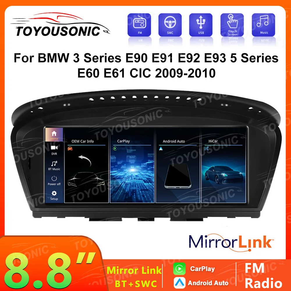 TOYOUSONIC 8,8 "экран беспроводной CarPlay Android автомобильное стерео для BMW 3 5 серии CIC E60/E61/E90/E91/E92/E93 2009-2010 автомобильное радио
TOYOUSONIC 8,8 "экран беспроводной CarPlay Android автомобильное стерео для BMW 3 5 серии CIC E60/E61/E90/E91/E92/E93 2009-2010 автомобильное радио