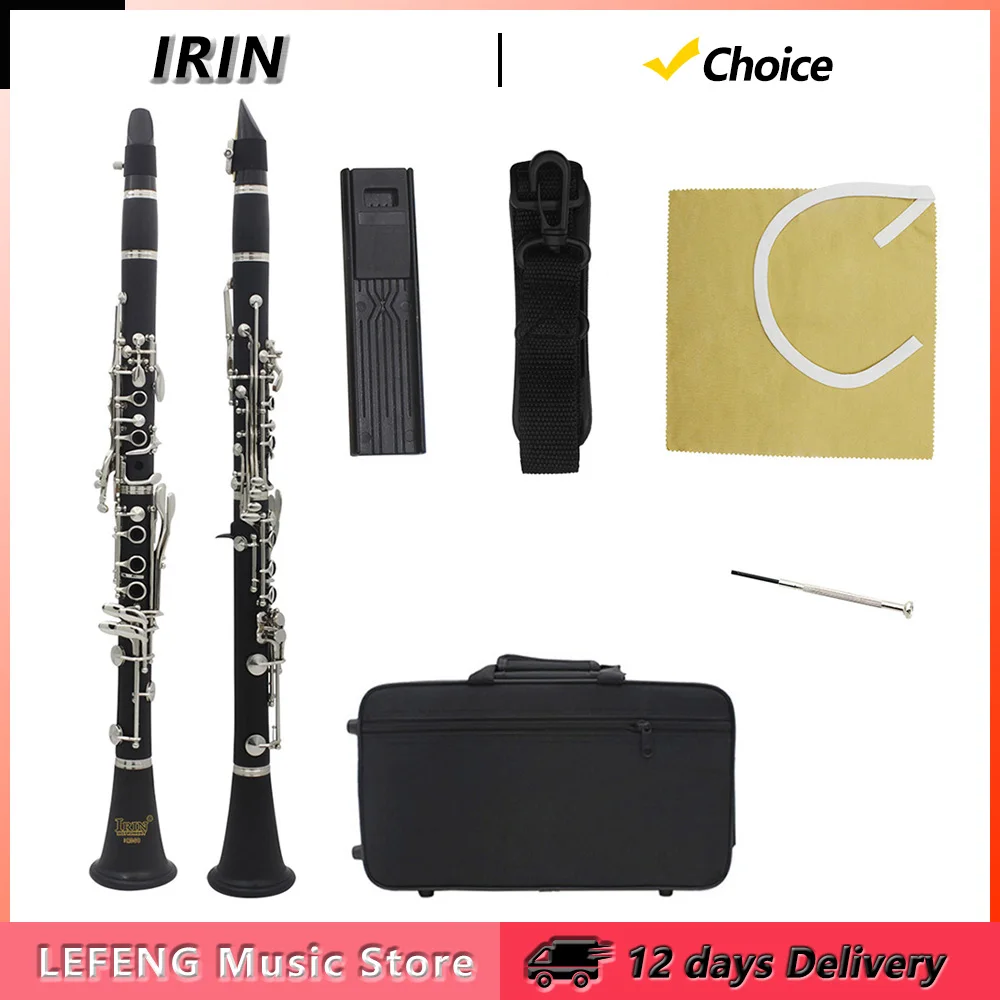 IRIN IN-560 Bb Clarinet 17 Key B Flat Bakelite Clarinet Woodwind Instrument with Case Reeds Strap Cloth Parts & Accessories
IRIN IN-560 Bb Clarinet 17 Key B Flat Bakelite Clarinet Woodwind Instrument with Case Reeds Strap Cloth Parts & Accessories
