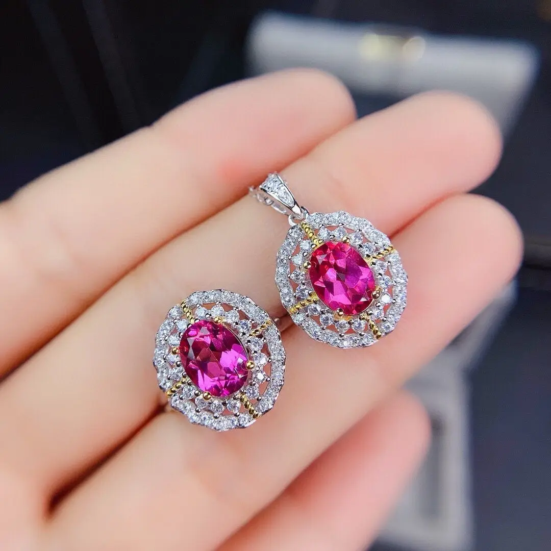 ZECAA Pink Topaz Pendant Ring Jewelry Sets For Woman With Natural Pink Topaz Gemstone 6*8mm Pink Topaz Jewelry Sets Pendant Ring
ZECAA Pink Topaz Pendant Ring Jewelry Sets For Woman With Natural Pink Topaz Gemstone 6*8mm Pink Topaz Jewelry Sets Pendant Ring