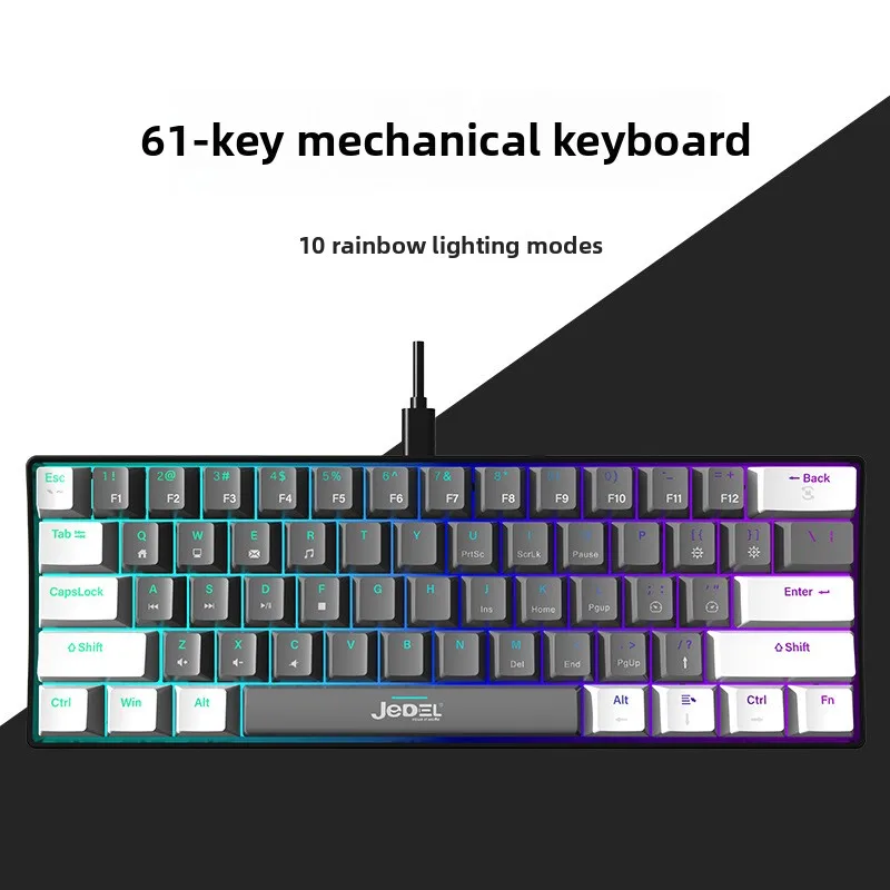 61-клавишная механическая клавиатура с подсветкой, двухцветная, белая и черная, смешанных цветов, для дома, офиса, игр, компьютера, ноутбука, универсальная, RGB.
61-клавишная механическая клавиатура с подсветкой, двухцветная, белая и черная, смешанных цветов, для дома, офиса, игр, компьютера, ноутбука, универсальная, RGB.