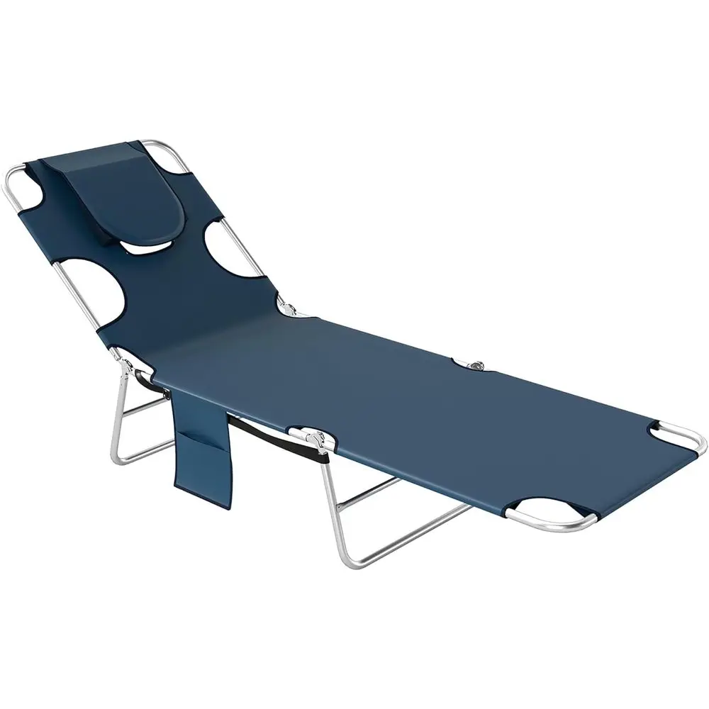 Outdoor 5-Position Reclining Chaise Lounge Chair with Arm Hole, Portable Beach Pool Bed Cot, Blue
Outdoor 5-Position Reclining Chaise Lounge Chair with Arm Hole, Portable Beach Pool Bed Cot, Blue