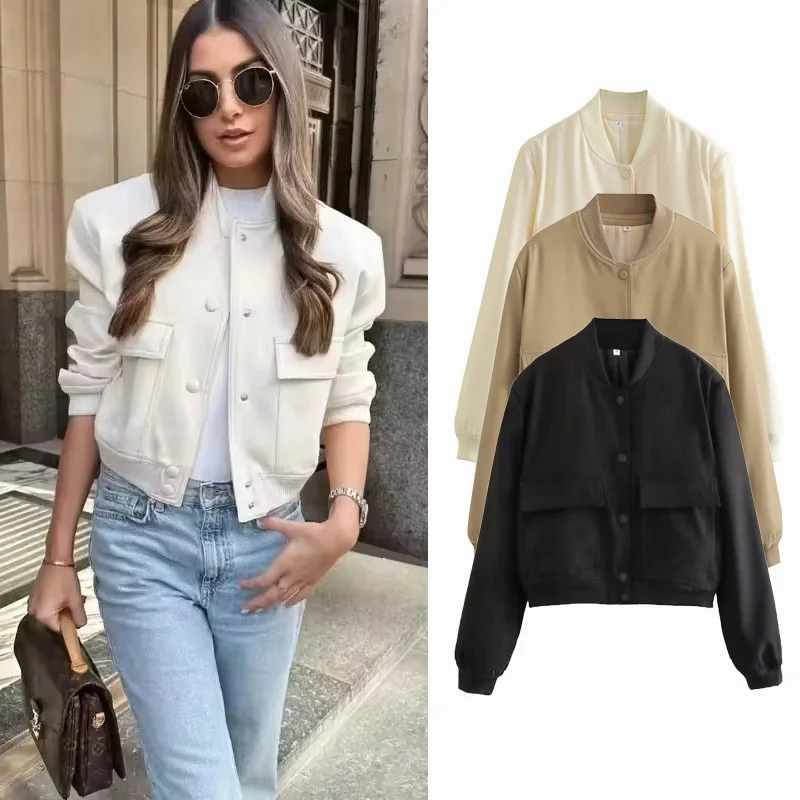Women Fashion With Pockets Bomber Jacket Coats Vintage Long Sleeve Front Button Casual Female Outerwear Chic Tops
Women Fashion With Pockets Bomber Jacket Coats Vintage Long Sleeve Front Button Casual Female Outerwear Chic Tops
